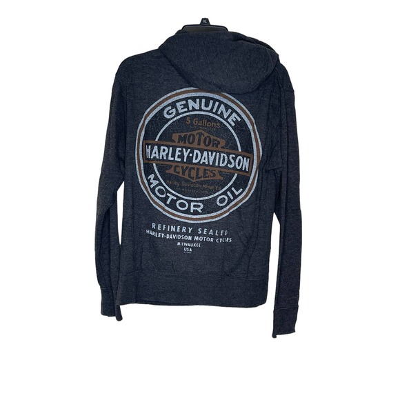 Harley‎ Davidson Full Zip Hooded Fleece Jacket Motorcycles Black Women Small - Picture 7 of 8